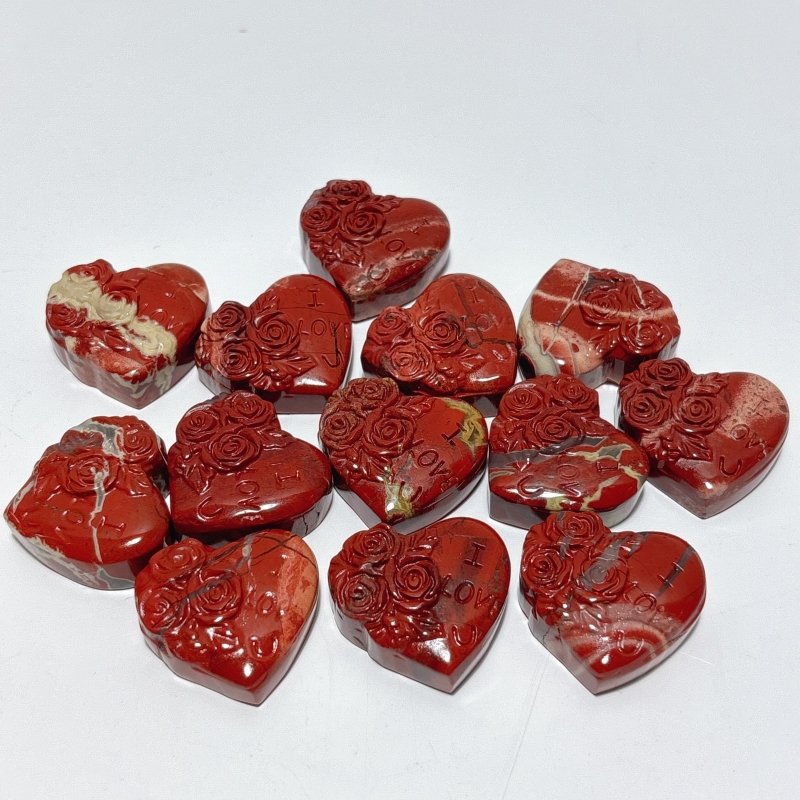 Red Jasper Flower Heart Shape Carving Wholesale - Wholesale Crystals