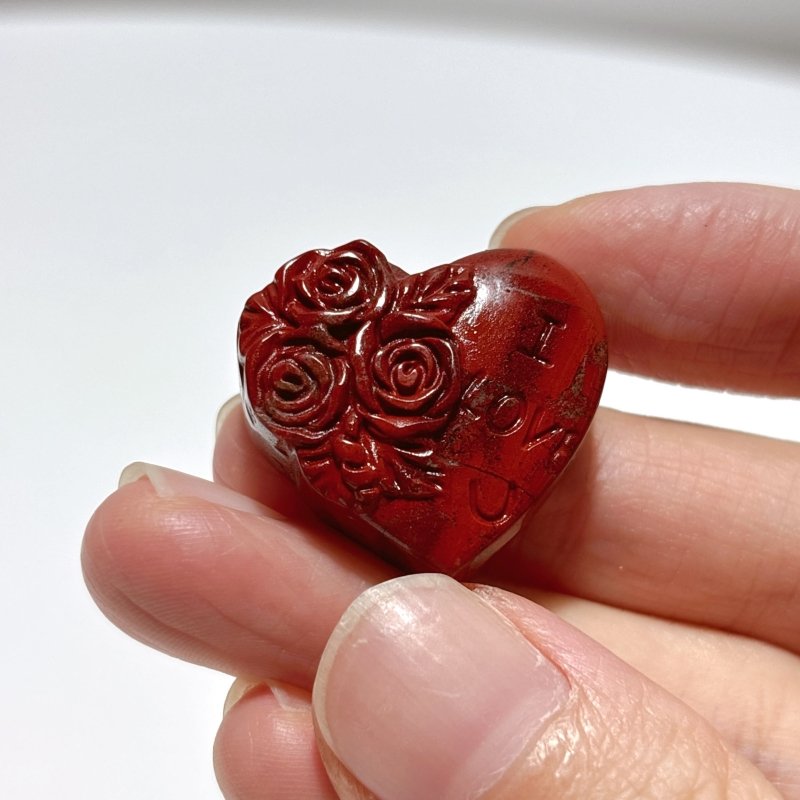 Red Jasper Flower Heart Shape Carving Wholesale - Wholesale Crystals