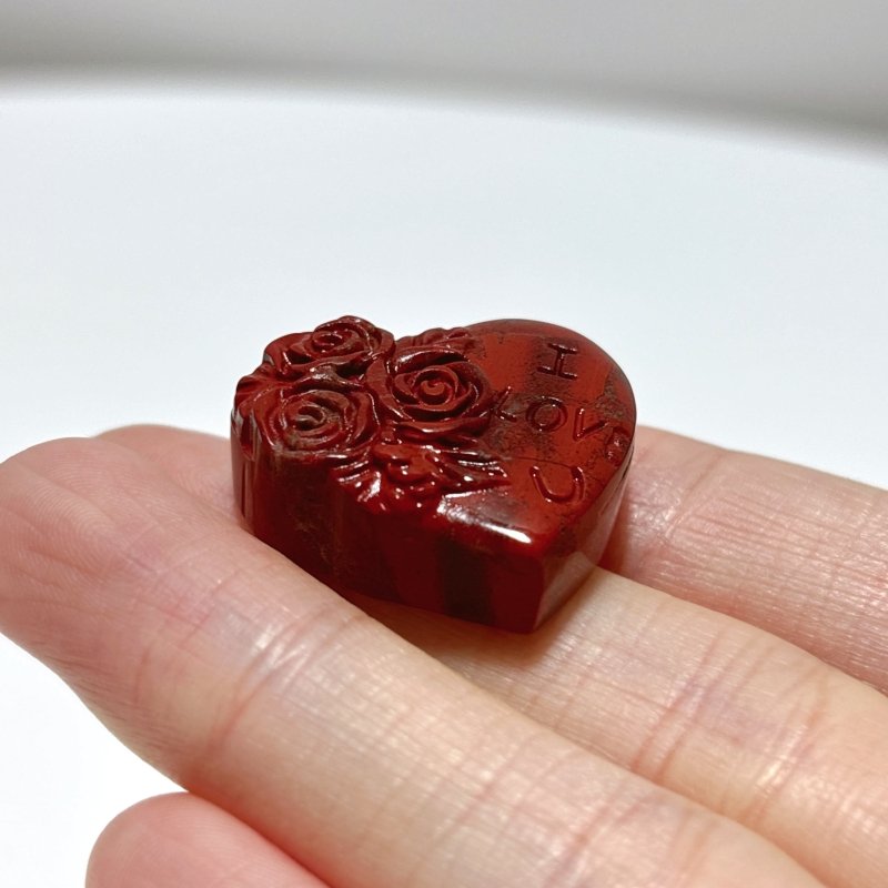 Red Jasper Flower Heart Shape Carving Wholesale - Wholesale Crystals