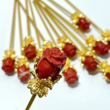 Red Jasper Hairpin Flower Carving Wholesale - Wholesale Crystals