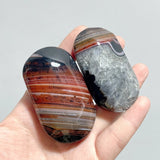 Red&Black Stripe Agate Mixed Quartz Palm Wholesale - Wholesale Crystals