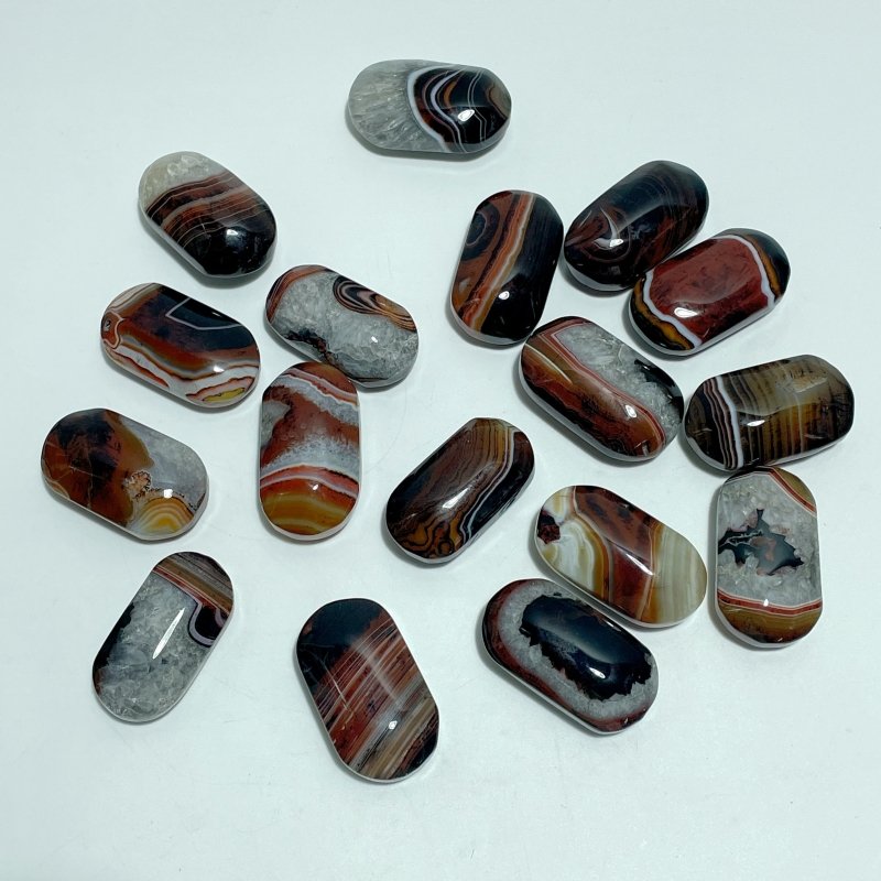 Red&Black Stripe Agate Mixed Quartz Palm Wholesale - Wholesale Crystals