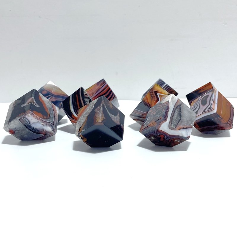 Red&Black Stripe Agate Mixed Quartz Standable Cube Wholesale - Wholesale Crystals