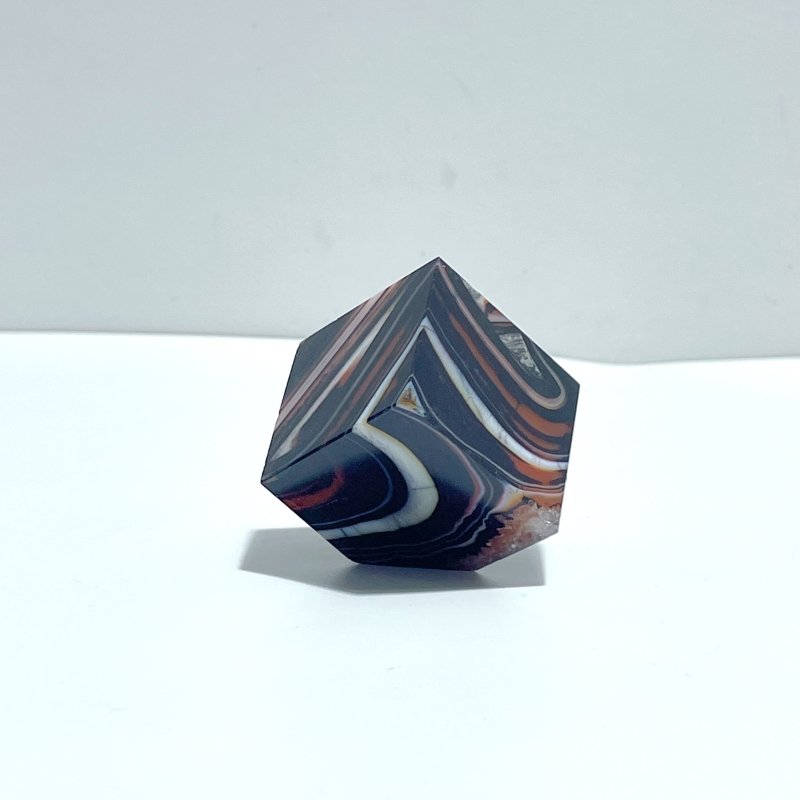 Red&Black Stripe Agate Mixed Quartz Standable Cube Wholesale - Wholesale Crystals