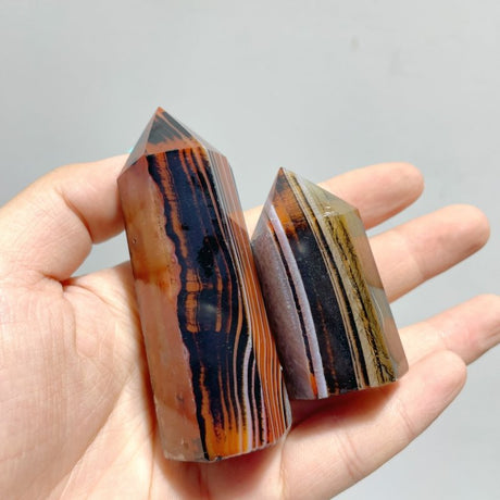 Red&Black Stripe Agate Tower Point Wholesale - Wholesale Crystals