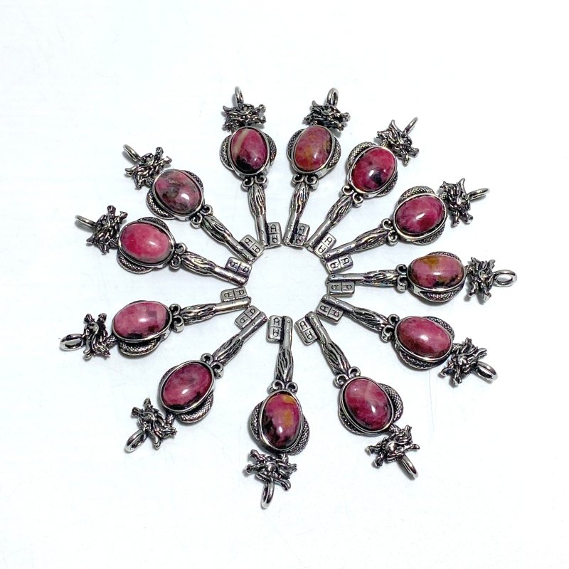 Rhodonite Key Pendants Dragon Shape Wholesale - Wholesale Crystals