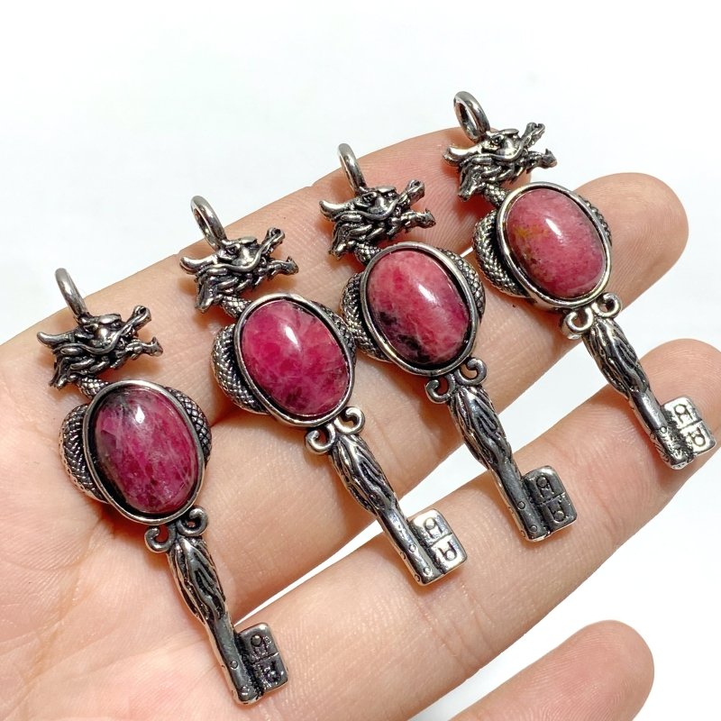 Rhodonite Key Pendants Dragon Shape Wholesale - Wholesale Crystals