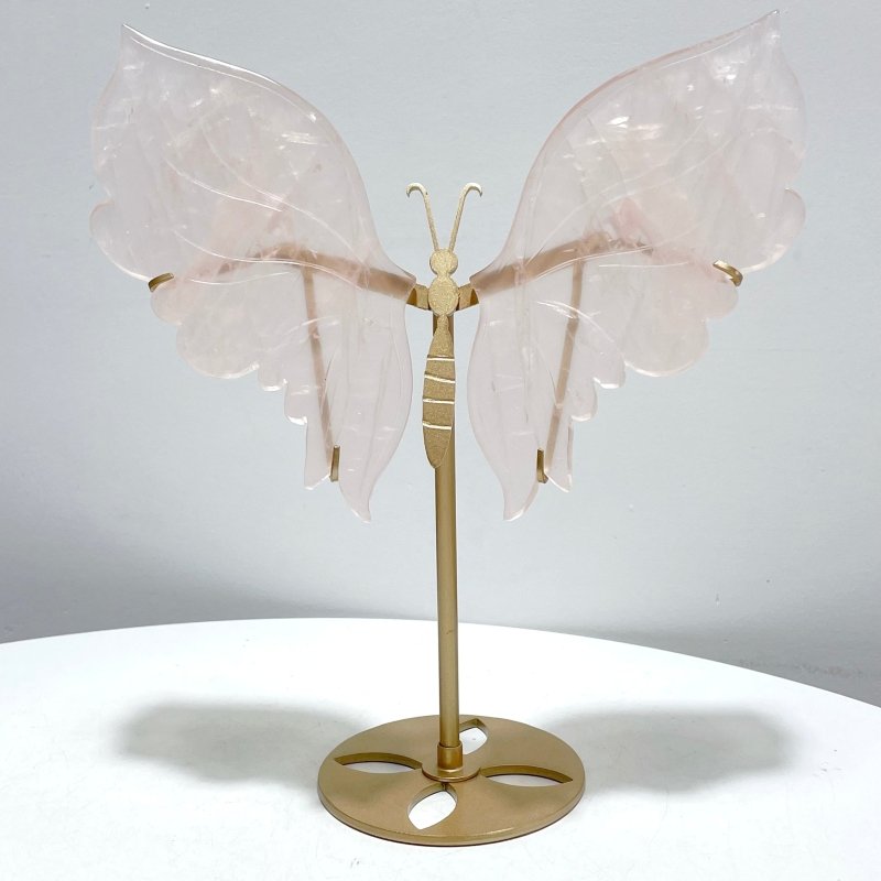 Rose Quartz Butterfly Carving With Stand - Wholesale Crystals