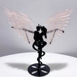Rose Quartz Demon And Angel Wing Carving With Stand - Wholesale Crystals