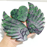Ruby Zoisite Heart Wing Carving With Stand -Wholesale Crystals