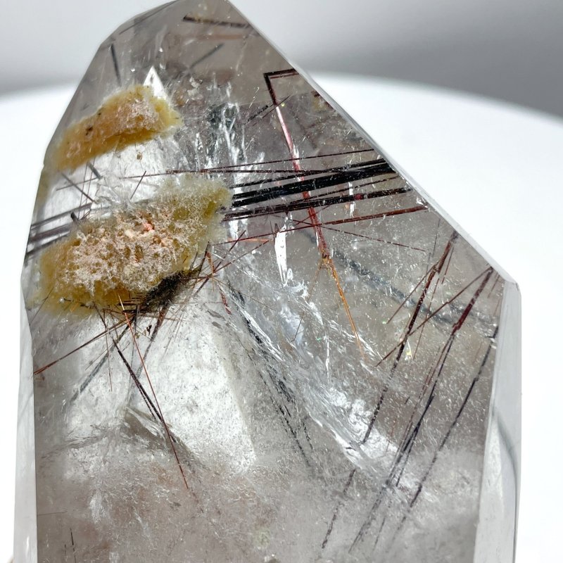 Rutile Mixed Garden Quartz Raw Bottom Point With Stand - Wholesale Crystals