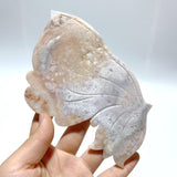 Sakura Flower Agate Butterfly Wing Carving With Stand - Wholesale Crystals