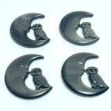 Silver Sheen Obsidian Moon Face Owl Carving Wholesale - Wholesale Crystals