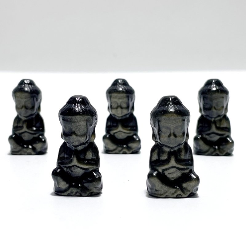 Small Gold Sheen Obsidian Buddha Carving Wholesale - Wholesale Crystals