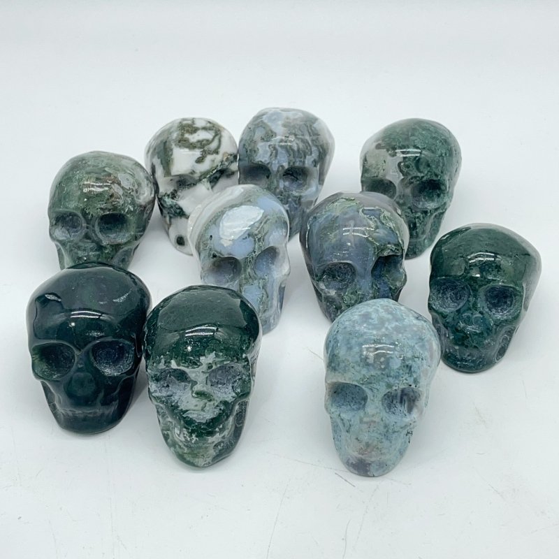 Small Moss Agate Skull Carving Wholesale -Wholesale Crystals