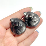 Small Silver Sheen Obsidian Sleeping Cat Carving Wholesale - Wholesale Crystals