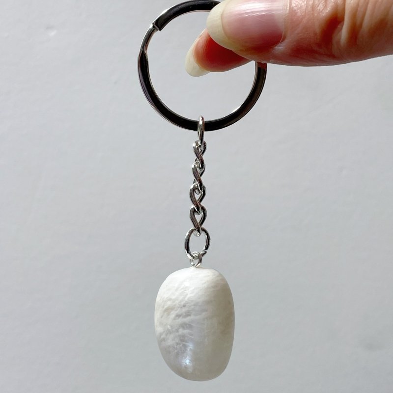 Sri Lanka White Moonstone Tumbled Keychain Wholesale - Wholesale Crystals