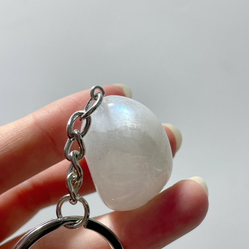 Sri Lanka White Moonstone Tumbled Keychain Wholesale - Wholesale Crystals