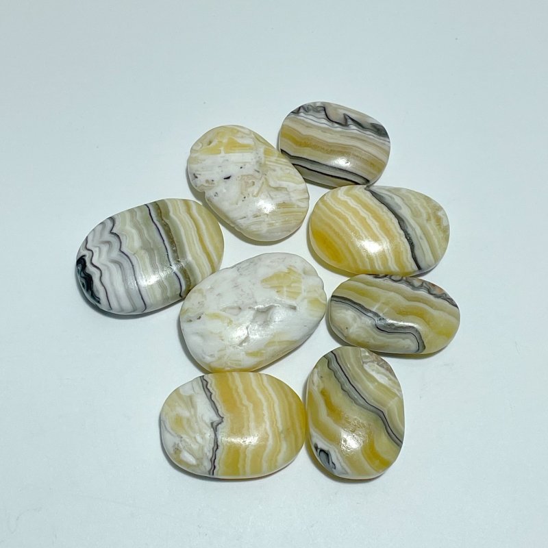 Stripe Yellow Calcite&Grey Calcite Palm Wholesale - Wholesale Crystals