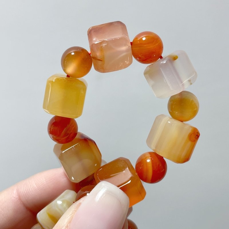 Sugar Cube Carnelian Bracelets Wholesale - Wholesale Crystals