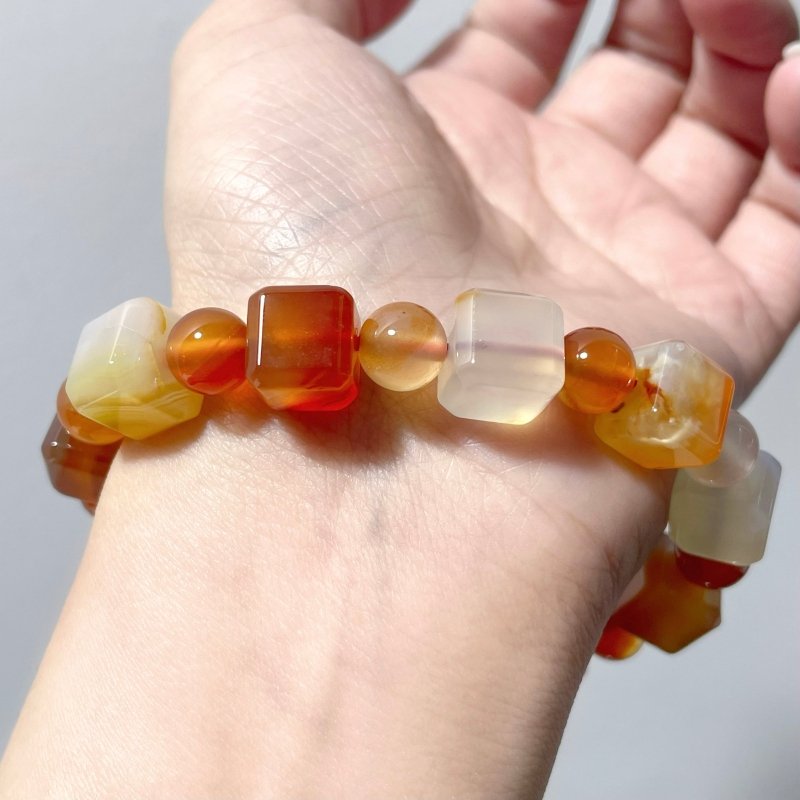 Sugar Cube Carnelian Bracelets Wholesale - Wholesale Crystals