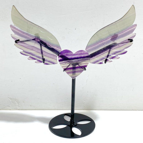 Symmetrical Fluorite Heart Wing Carving With Stand -Wholesale Crystals