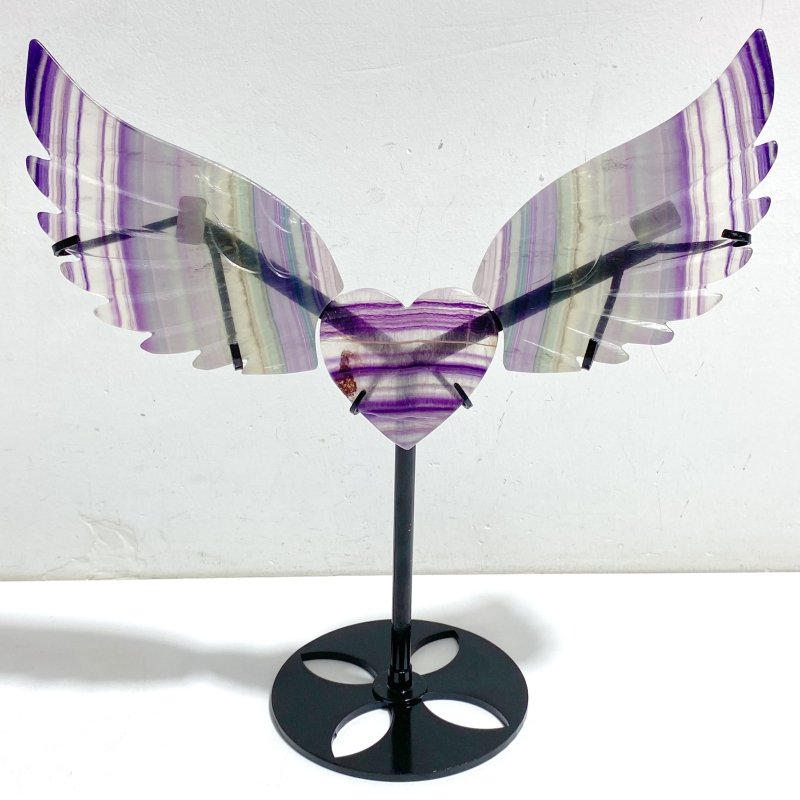 Symmetrical Fluorite Heart Wing Carving With Stand -Wholesale Crystals