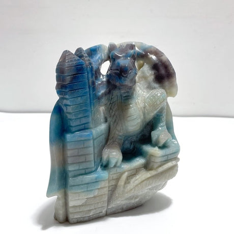 Trolleite Flying Dragon With Castle Carving - Wholesale Crystals