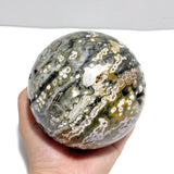Unique 10.4CM Geode Druzy 8th Vein Ocean Jasper Sphere - Wholesale Crystals