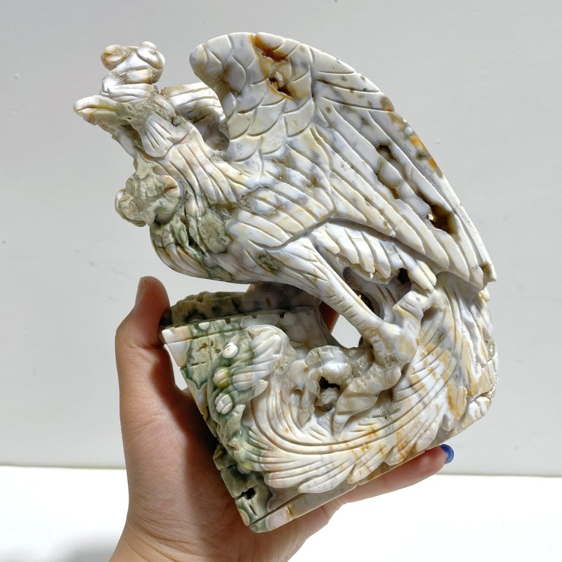 Unique 8th Vein Ocean Jasper Cock Carving - Wholesale Crystals