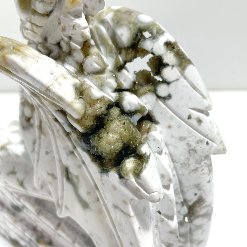 Unique 8th Vein Ocean Jasper Flying Dragon Castle Carving - Wholesale Crystals