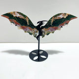 Unique 8th Vein Ocean Jasper Flying Dragon Wing Carving With Stand - Wholesale Crystals