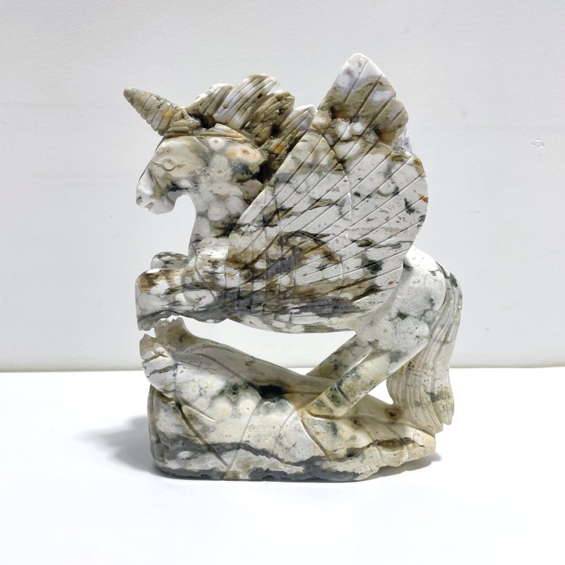 Unique 8th Vein Ocean Jasper Unicorn/Pegasus Carving - Wholesale Crystals