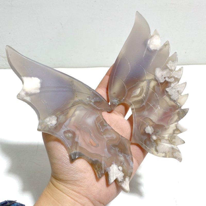 Unique Agate Demon And Angel Wing Carving With Stand - Wholesale Crystals