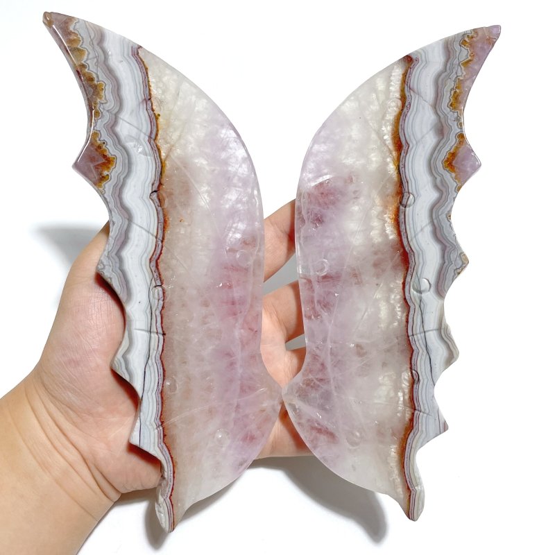 Unique Amethyst Mixed Agate Flying Dragon Wing Carving With Stand - Wholesale Crystals