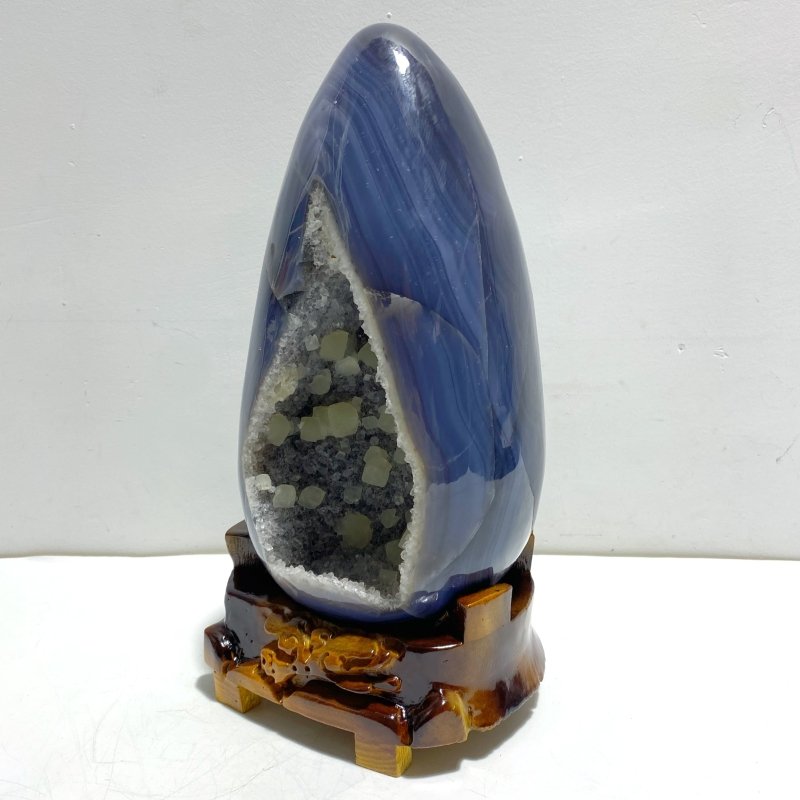 Unique Amethyst Mixed Geode Agate Calcite Dinosaur Egg With Stand - Wholesale Crystals