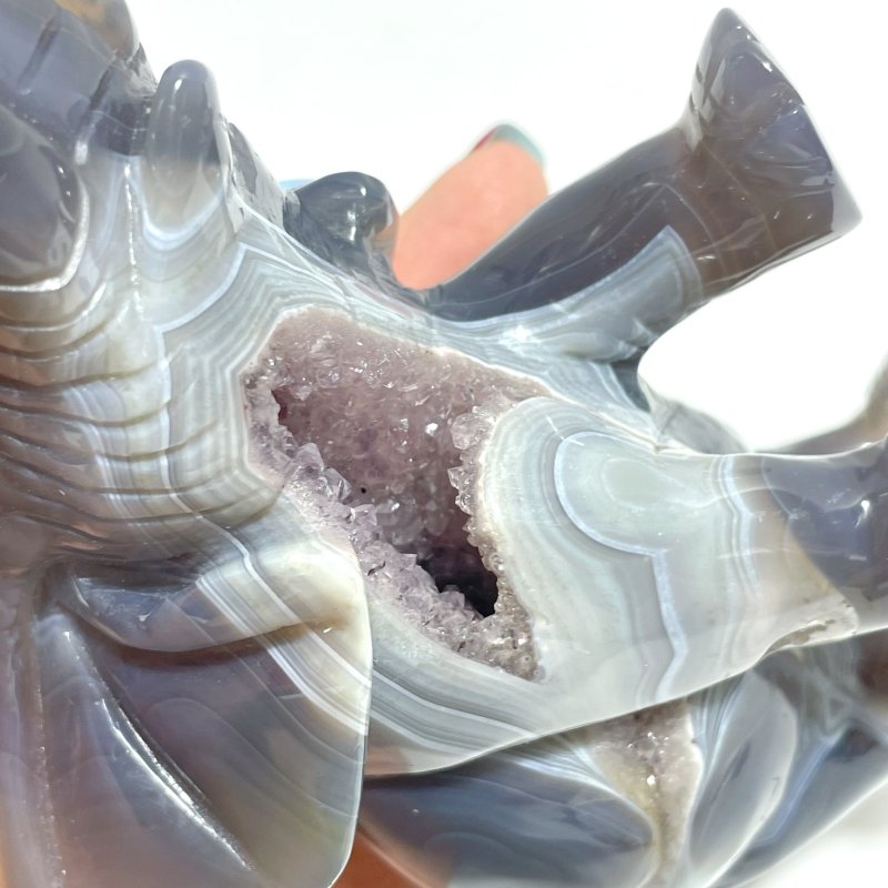 Unique Amethyst Mixed Geode Agate Druzy Elephant Animal Carving A07 - Wholesale Crystals