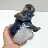 Unique Amethyst Mixed Geode Agate Druzy Elephant Animal Carving A10 - Wholesale Crystals