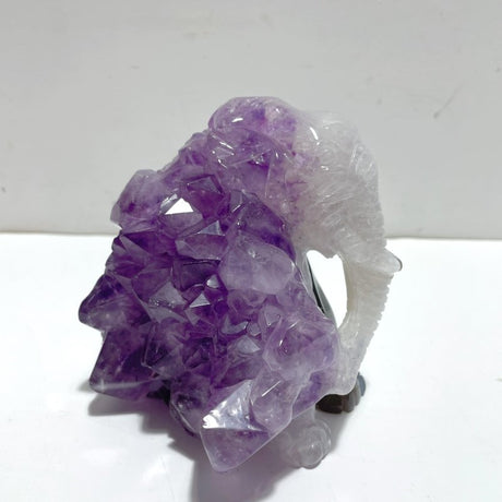 Unique Amethyst Mixed Geode Druzy Agate Elephant Animal Carving A11 - Wholesale Crystals