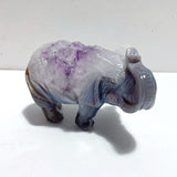 Unique Amethyst Mixed Geode Druzy Agate Elephant Animal Carving A12 - Wholesale Crystals