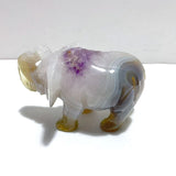 Unique Amethyst Mixed Geode Druzy Agate Elephant Animal Carving A20 - Wholesale Crystals