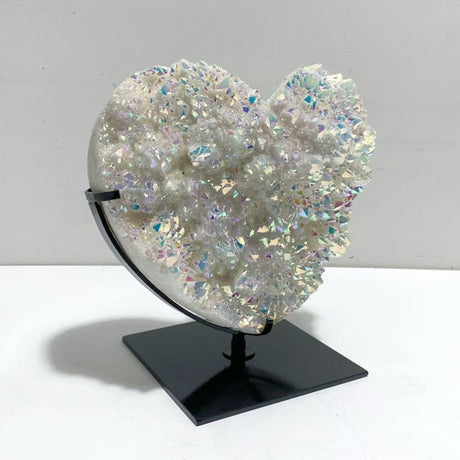 Unique Aura Quartz Cluster Heart With Stand 8 - Wholesale Crystals