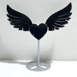 Unique Black Obsidian Heart Wing Carving With Stand -Wholesale Crystals