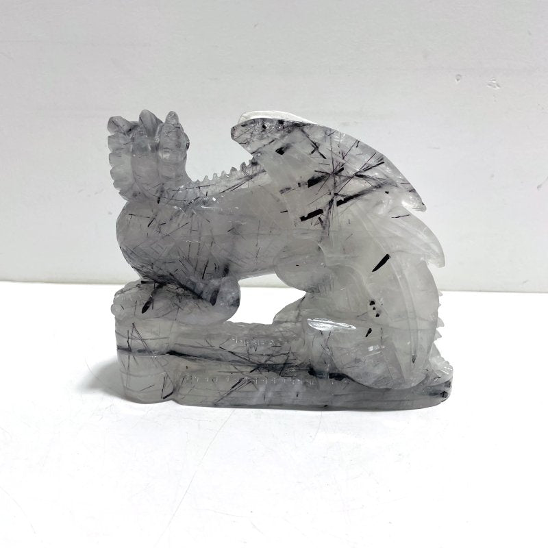 Unique Black Tourmaline Flying Dragon Castle Carving - Wholesale Crystals