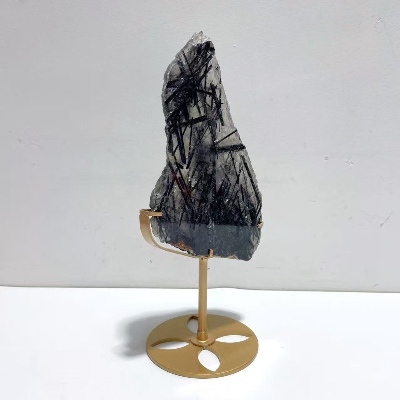 Unique Black Tourmaline Slab With Stand 1 - Wholesale Crystals