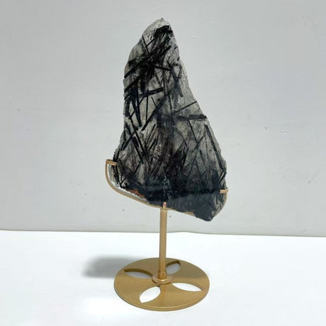 Unique Black Tourmaline Slab With Stand 1 - Wholesale Crystals
