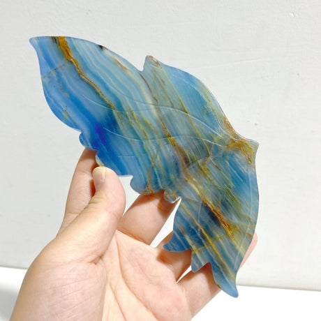 Unique Blue Onyx Butterfly Wing Carving With Stand - Wholesale Crystals
