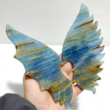 Unique Blue Onyx Demon And Angel Wing Carving With Stand - Wholesale Crystals
