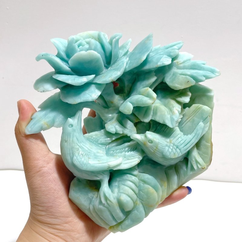 Unique Caribbean Calcite Bird&Flower Carving - Wholesale Crystals