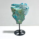 Unique Chrysocolla Mixed Malachite Specimen Raw Bottom With Stand - Wholesale Crystals